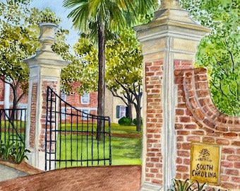 Horseshoe Circle Watercolor Print: University of South Carolina Art