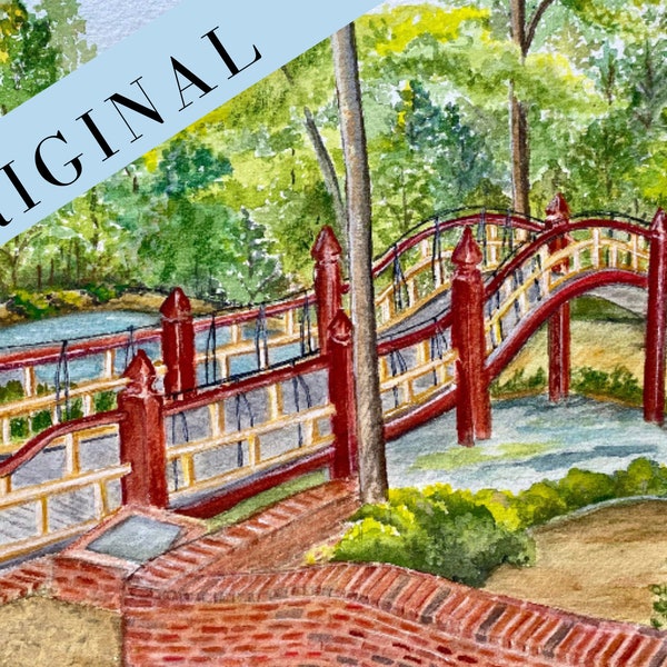 William and Mary College / Crim Dell Bridge / Williamsburg, VA/ Original Watercolor