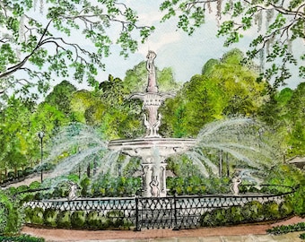 Savannah, GA / The Fountain in Forsyth Park/ Print