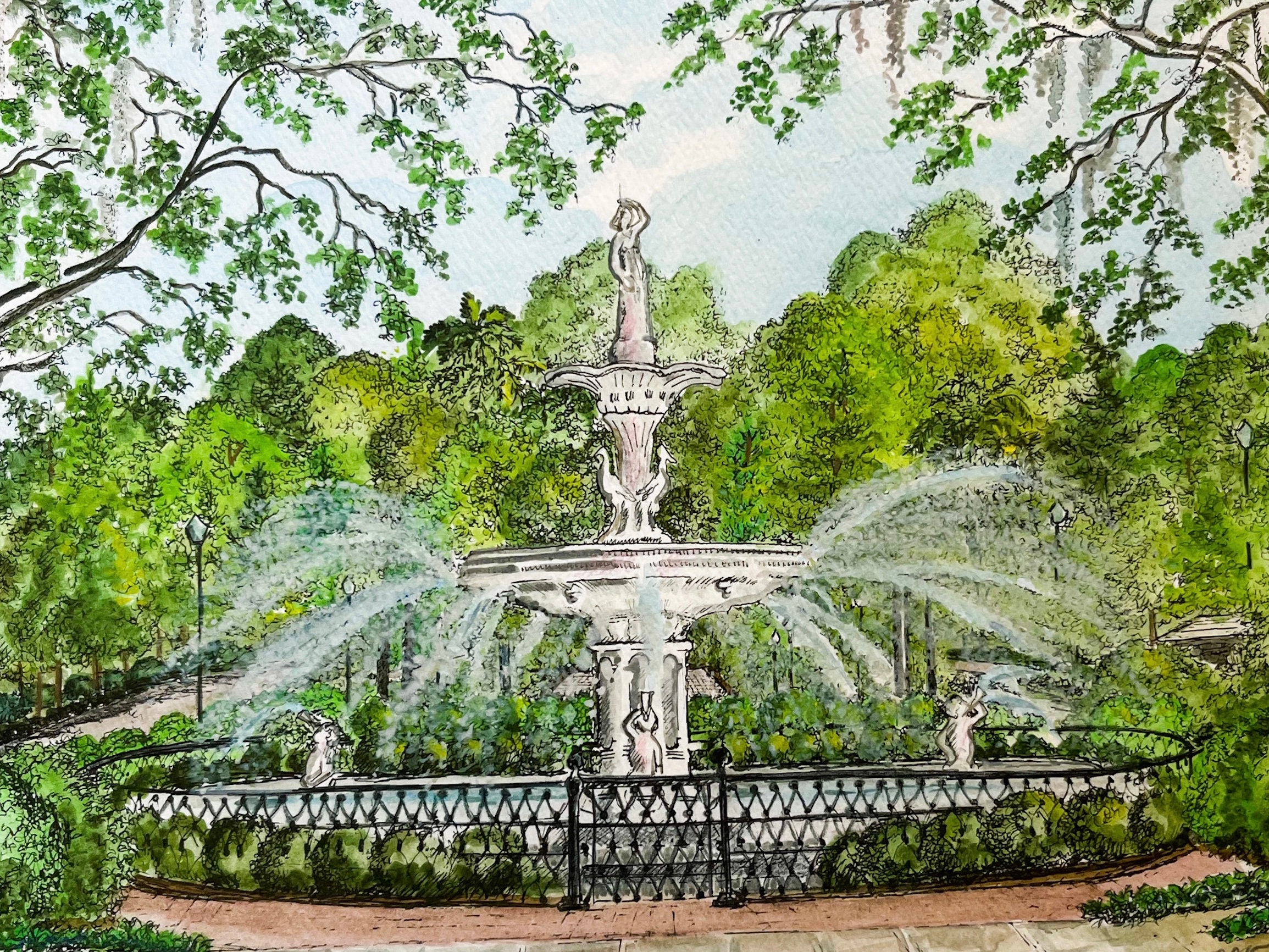 The Fountain in Forsyth Park/ Savannah Georgia/ Print image