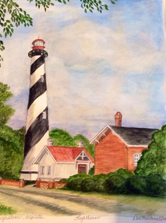 St Augustine Lighthouse Anastasia Island Florida Print Etsy