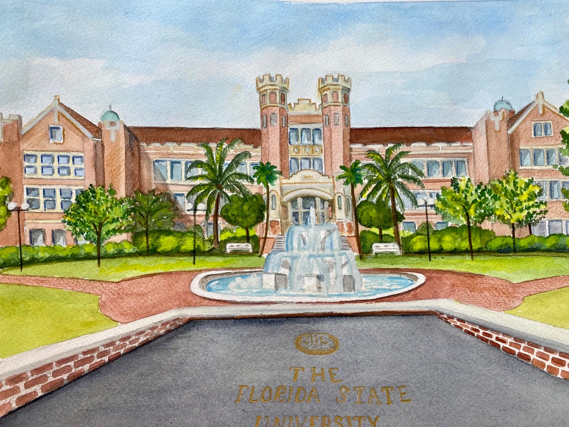 Florida State University / Westcott Fountain / Tallahassee Etsy