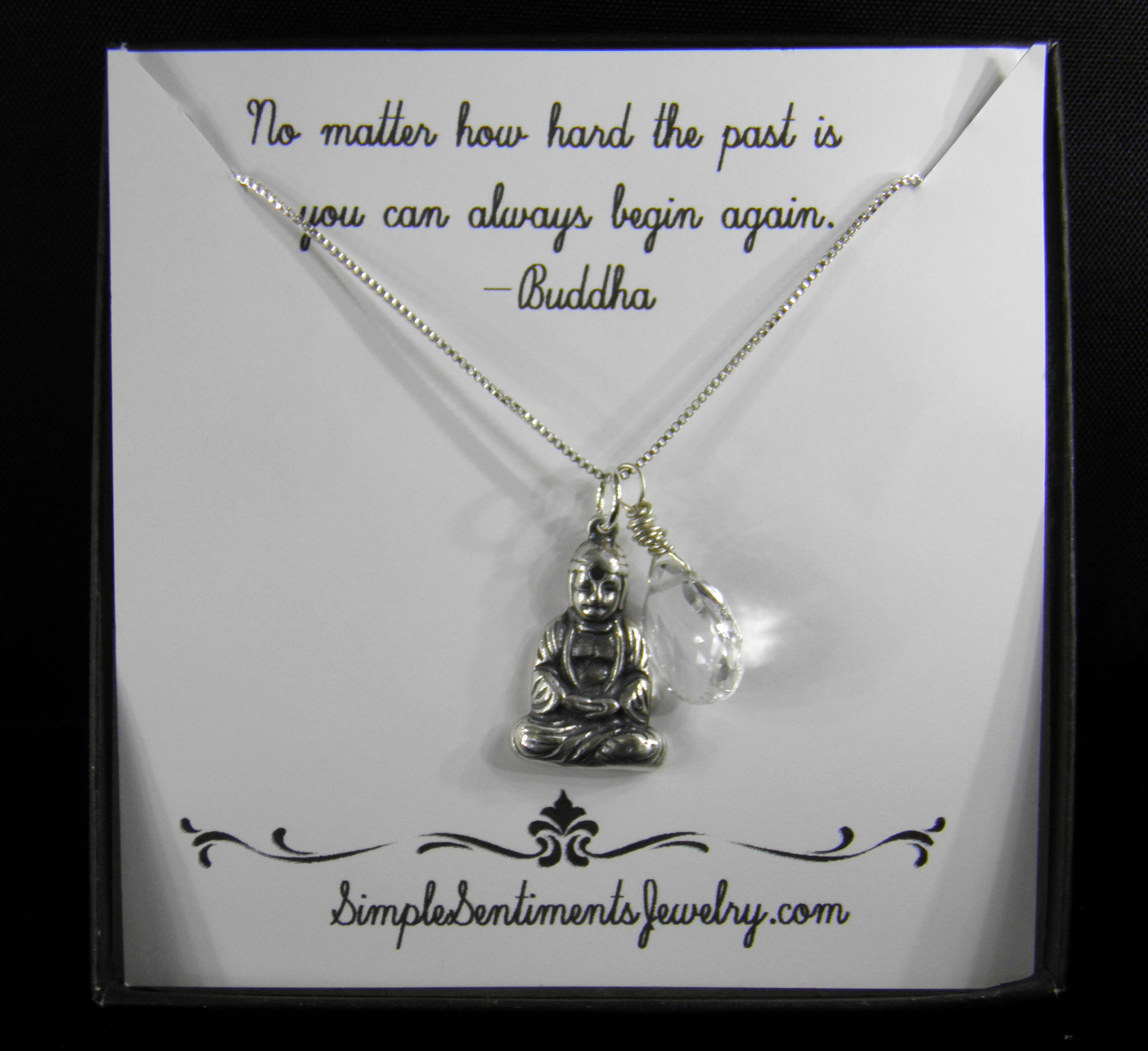 Buddha Necklace with Inspirational Meaning Card Sterling Etsy