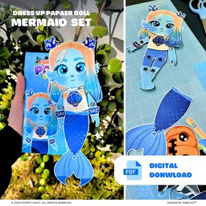 mermaid dress up set paper Printable Mermaid Bundle With Paper Dolls, Outfits and Accessories, Digital Download, Crafts for Kids, Dress Up