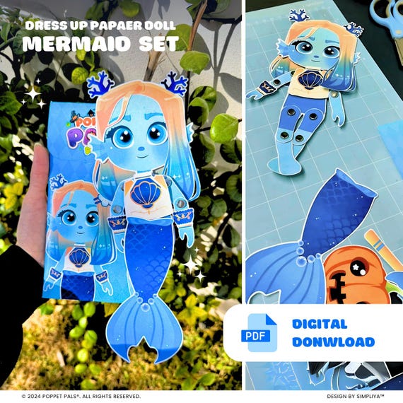 Paper Doll Articulated, Mermaid Set, Siren, Printable Paper Doll Dress up  Kit, Instant Download - Etsy