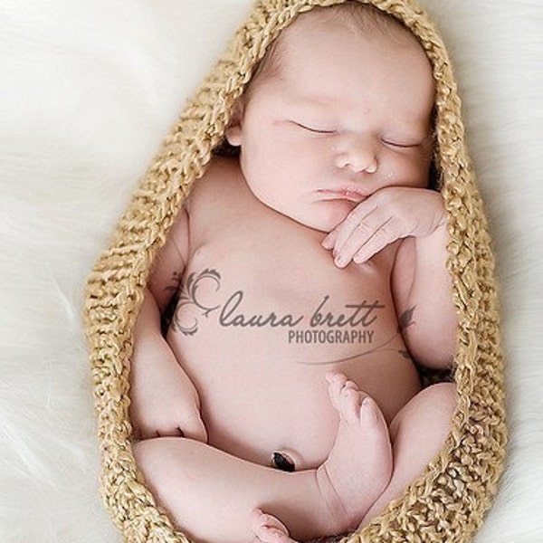 Golden Brown Bowl Cocoon - newborn photo prop