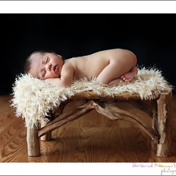 NEW ITEM - Fluffy Cream Mini Blanket - newborn photo prop