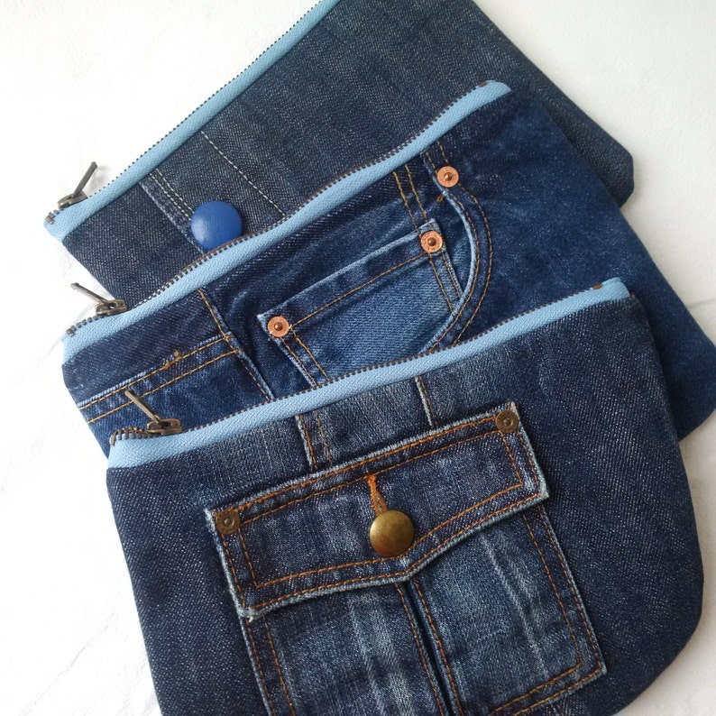 Recycled denim jeans pouchdenim pencil case upcycled denim Etsy