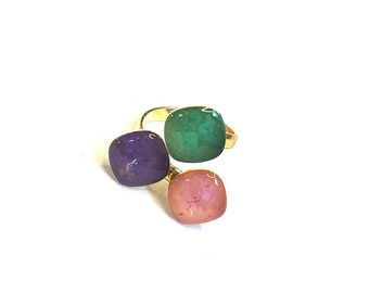 Rose Tri-colour Statement Ring in 24K Gold Vermeil with .925 Sterling Silver by Sheena Solis