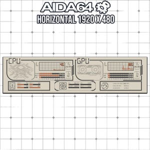 AIDA64 Sensor Panel Skin 1920x480 | Retro Blueprint HUD | Engineering Schematic | PC Stats Monitor