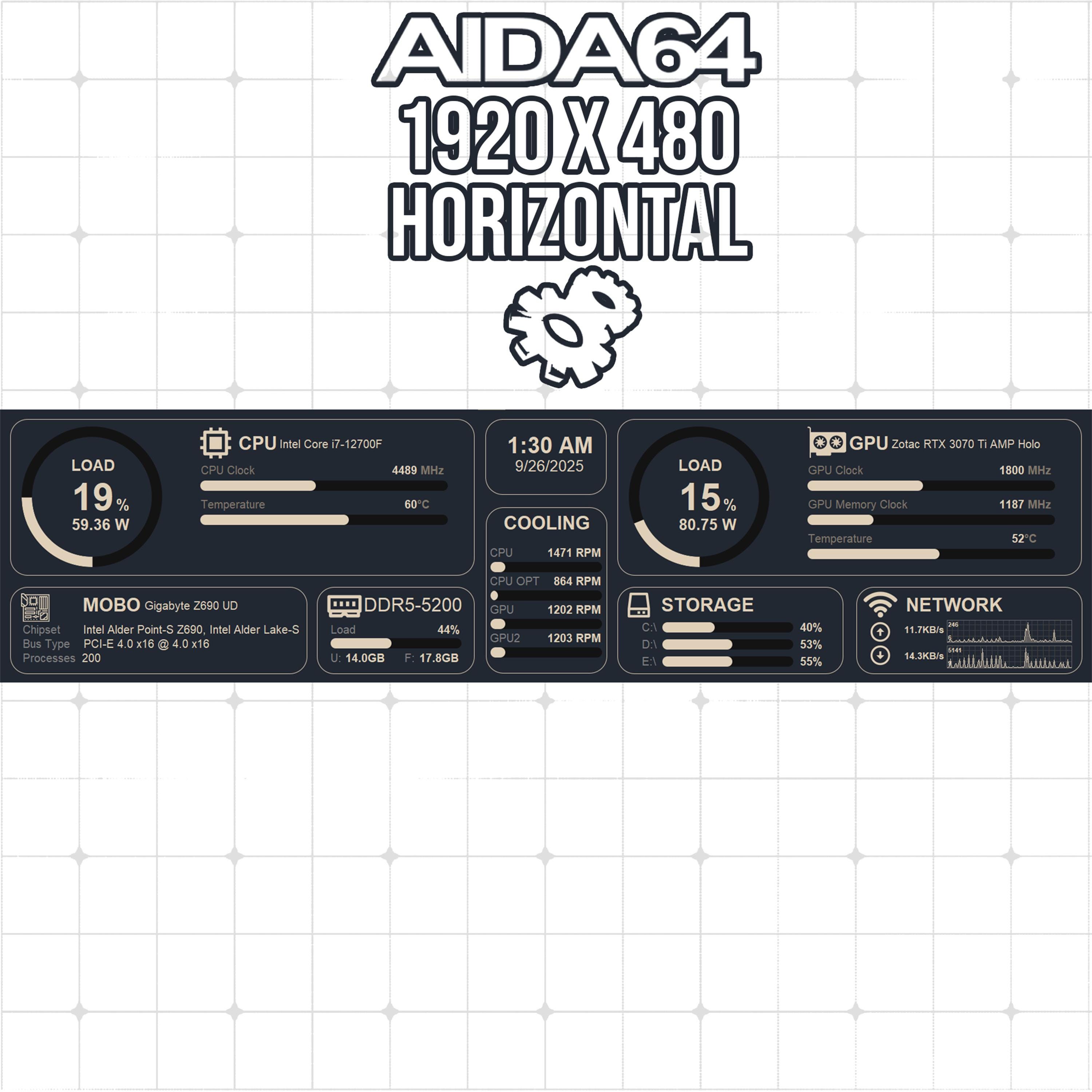 Aida64 Template 800x480 - Etsy