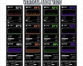 AIDA64 Sensor Panel Skin 480x1920 (Vertical) | Clean Line HUD | 4 Color Pack | System Monitor