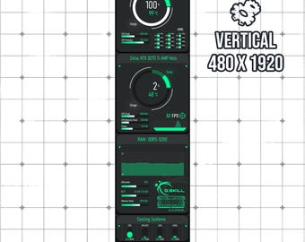 AIDA64 Sensor Panel Skin 480x1920 (Vertical) | Matrix Hacker Green HUD | Gaming Setup Dashboard | PC Hardware Monitor