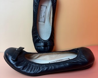 Bailarinas vintage de cuero negro de Lanvin, principios de la década de 2000