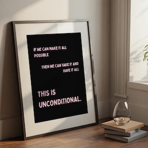 Unconditional Lyric Wall Print | Sonny Fodera | House Music Art | Music Gift | EDM DJ Song Prints | A1 A2 A3 | Physical | Song Lyrics