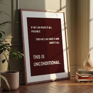Unconditional Lyric Wall Print | Sonny Fodera | House Music Art | Music Gift | EDM DJ Song Prints | A1 A2 A3 | Physical | Song Lyrics