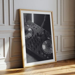 DJ Decks Monochrome Photo Wall Print | Man Cave Poster | A1 A2 A3 | Physical Print | Rave Decor Poster | Ibiza Music Art