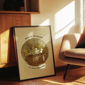 Music is The Antwort Disco Ball Wandbild - Ibiza Bunt Lustig Niedlich Geburtstagsgeschenk Einzigartige Funky House Musik Poster Disco