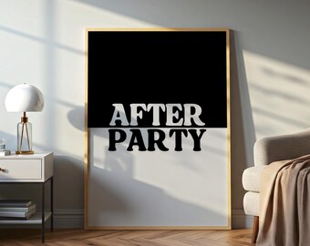 After Party Wall Print | Typographic Retro Wall Art | Disco Decor | Party Poster | A1 A2 A3 | Physical Print | Rave Decor Poster | Ibiza Art