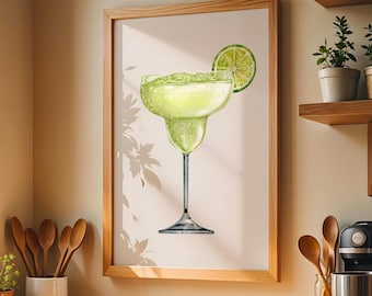 Impresión de margarita martini / Póster de cocina / Póster de cocina neutro / Decoración de cocina / Inspiración para impresión de cócteles / Bebida de cócteles