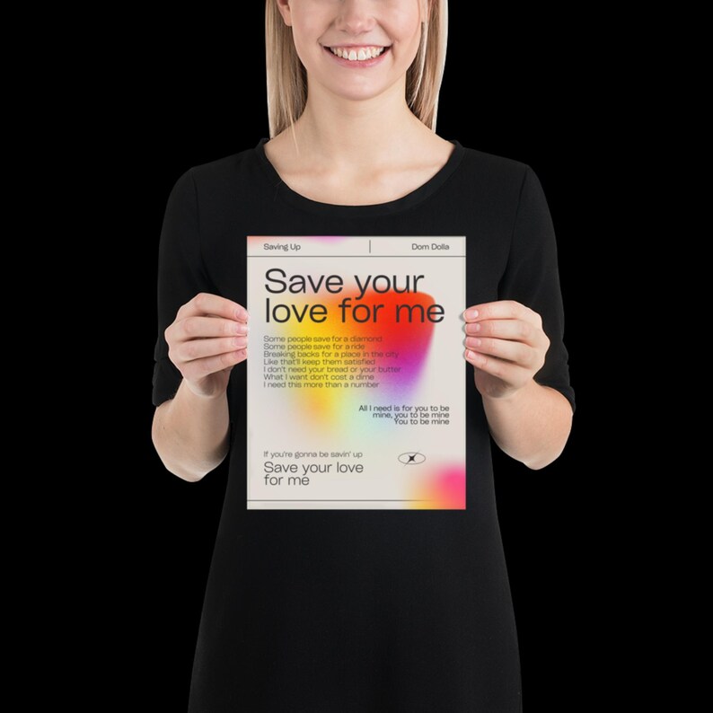 Saving Up Dom Dolla Inspired Print Beige - Wall Art for House EDM Ibiza Festival Rave Art Decor House Music Disco Funky Lyric House Music