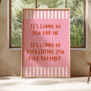 You and Me Disclosure Pink Print | Wall Art for House | EDM Ibiza Festival Rave | Art Decor | House Music | Disco Funky | Lyric Print
