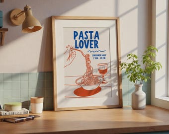 Pasta Lover Kitchen Decor Print | Foodie Wall Prints | Prints for Home Kitchen | Cute Food Art | Pasta Spaghetti Noodles | PhysicalPrint
