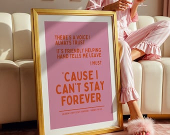 I Can't Stay Forever Pink Wall Print - Ibiza Bunt Lustig Niedlich Geburtstag Weihnachtsgeschenk Einzigartig Cocktail Disco House Musik Funky Art Poster