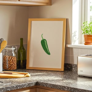 Jalapeno Chilli Pepper Spicy Margarita Beige Wall Print | Bar Cart Art | Cocktail Poster | Bold Prints | A1 A2 Physical Print | Kitchen Art