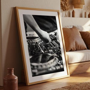 DJ Decks Monochrome Photo Wall Print | Man Cave Poster | A1 A2 A3 | Physical Print | Rave Decor Poster | Ibiza Music Art
