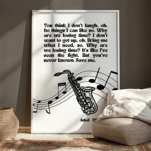 Jubel Klingande Inspired Monochrome Print - Song Lyric Music Poster Wall Art Typographic Lyrics Ibiza House Music Wall Decor Saxophone