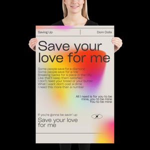 Saving Up Dom Dolla Inspired Print Beige - Wall Art for House EDM Ibiza Festival Rave Art Decor House Music Disco Funky Lyric House Music