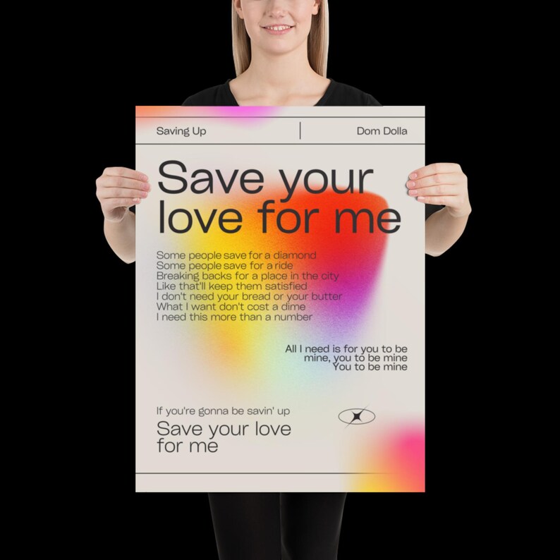 Saving Up Dom Dolla Inspired Print Beige - Wall Art for House EDM Ibiza Festival Rave Art Decor House Music Disco Funky Lyric House Music