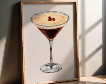 Espresso Martini Print | Kitchen Poster | Neutral Kitchen Poster | Kitchen Decor | Cocktail Print Inspo | Drink Cocktail