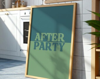 After Party Wall Print | Typographic Retro Wall Art | Disco Decor | Party Poster | A1 A2 A3 | Physical Print | Rave Decor Poster | Ibiza Art
