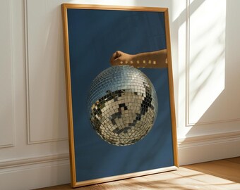 Disco Ball Druck | Physische Drucke | Disko Dekor | Barwagen Kunst | Wohnung Poster | Funky Wandkunst | Spiegelball Poster | Wohnkultur