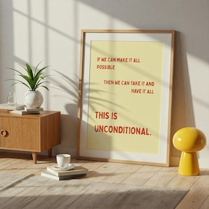 Unconditional Lyric Wall Print | Sonny Fodera | House Music Art | Music Gift | EDM DJ Song Prints | A1 A2 A3 | Physical | Song Lyrics