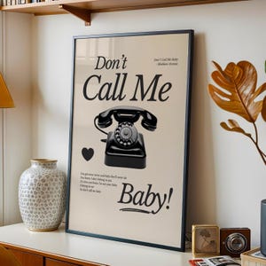 Stampa "Don't Call Me Baby" / Madison Avenue / Poster di musica house / Stampa con testo / Poster musicale / Arte murale / Musica house / Decorazione murale / DJ Ibiza