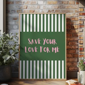 Saving Up Dom Dolla Green Print | Wall Art for House | EDM Ibiza Festival Rave | Art Decor | House Music | Disco Funky | Lyric Print