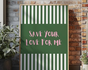 Saving Up Dom Dolla Green Print | Wall Art for House | EDM Ibiza Festival Rave | Art Decor | House Music | Disco Funky | Lyric Print