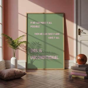 Unconditional Lyric Wall Print | Sonny Fodera | House Music Art | Music Gift | EDM DJ Song Prints | A1 A2 A3 | Physical | Song Lyrics