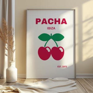 Pacha Ibiza Print - Poster Wand Kunst Disco Retro Funky Groovy A5 A4 A3 Bold typografisch Club Zitat Print House Musik