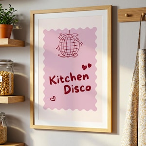 Kitchen Disco Mirror Ball Print | Kitchen Décor | Bar Cart Art | Cute Girly Prints | Apartment Art Prints | Funky Colourful | Disco Ball Art