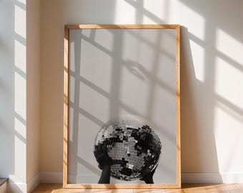 Disco Ball Druck | Physische Drucke | Disko Dekor | Barwagen Kunst | Wohnung Poster | Funky Wandkunst | Spiegelball Poster | Wohnkultur