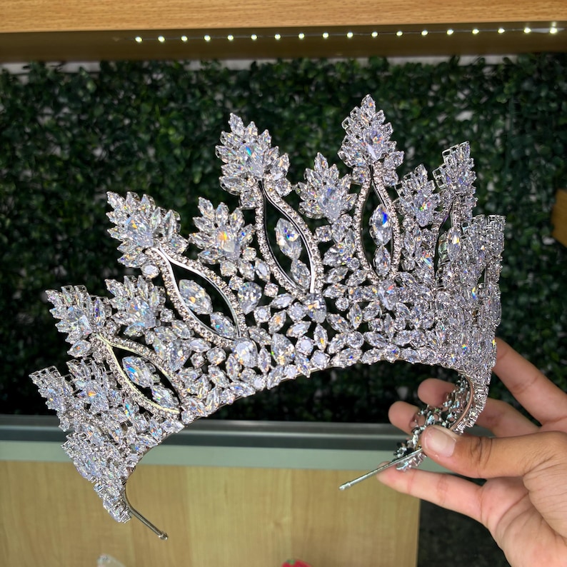 SILVER ZIRCONIA Quinceanera Tiara Crown, Gold, Silver Rose Gold Bridal ...