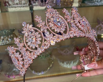 Rose Gold Zirconia Quinceanera Tiara