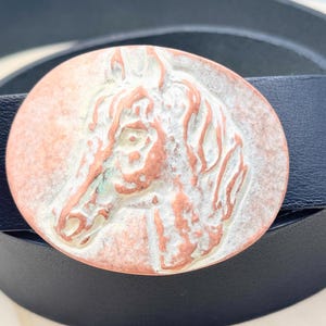 Rose Perlmutt Horse Belt Buckle - Western Cowboy Rider - Fits 40mm Belt