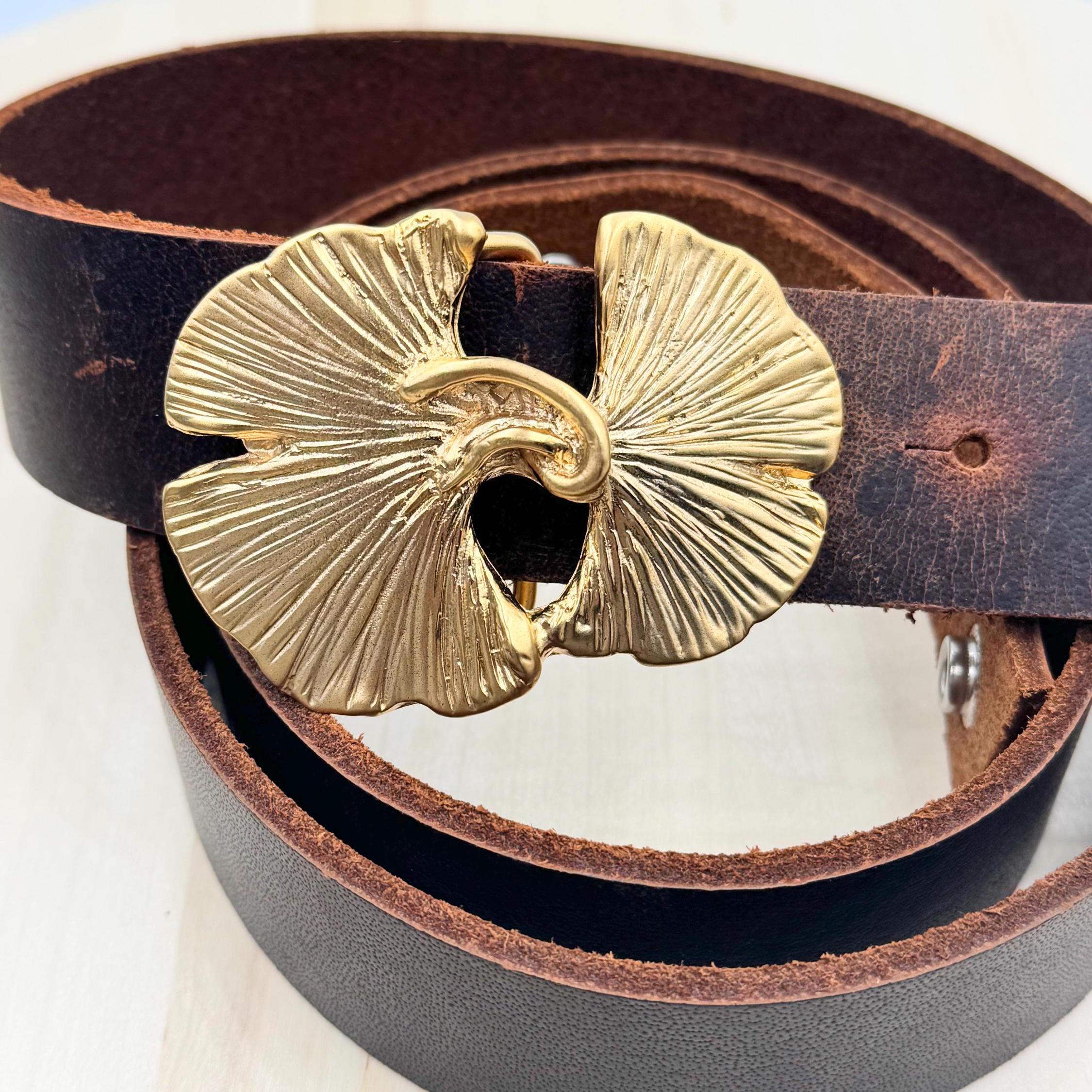 Gold Ginkgo Leaf Belt Buckle - Nature Inspired Design - Etsy