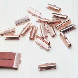 10 Rose Gold Ribbon Crimp Ends: Zinc Alloy Choker Clasp