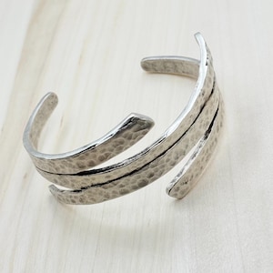Antique Silver Cuff Bracelet: Adjustable Wide Bangle